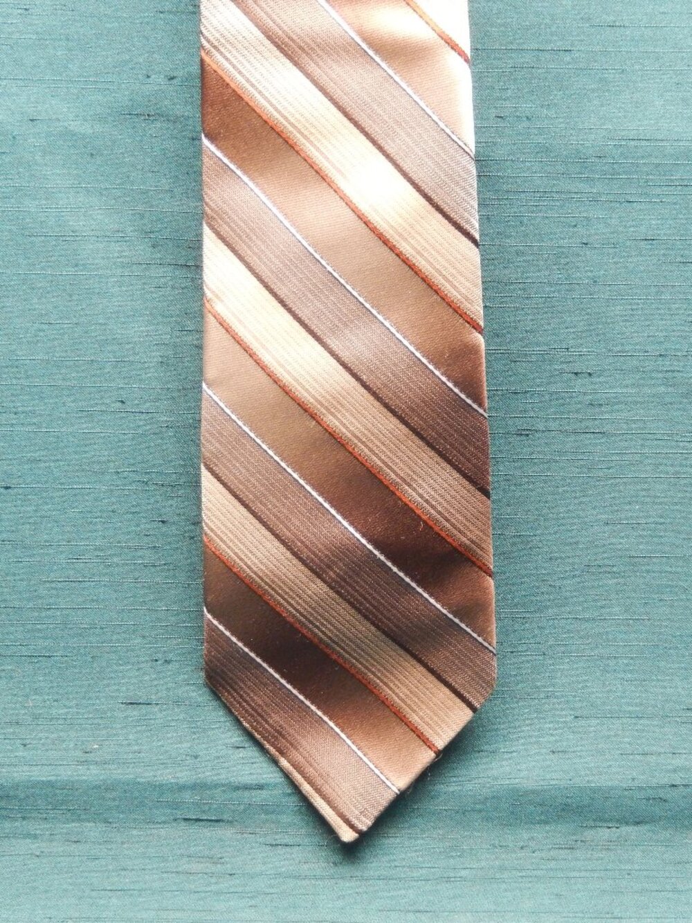 Serge Saint Yves Polyester Brown Striped Necktie